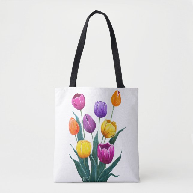 Bolsa Tote Tulipas Coloridas (Frente)