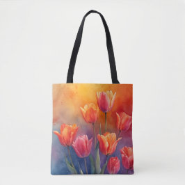 Bolsa Tote Tulipas de aquarela da natureza