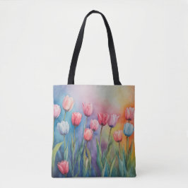Bolsa Tote Tulipas do Flor Pastel