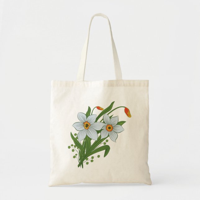 Bolsa Tote Tulipas e Flores de Narcisos (Frente)