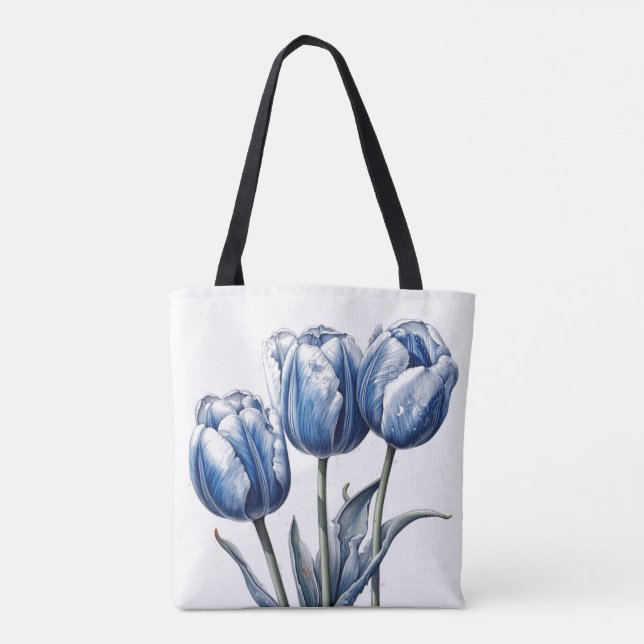 Bolsa Tote Tulipas em Azul de Delft  (Verso)