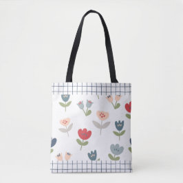 Bolsa Tote Tulipas Florais Padrão Abstrato de Fazenda