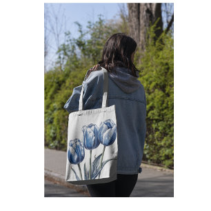 Bolsa Tote Tulipas no Azul Delft