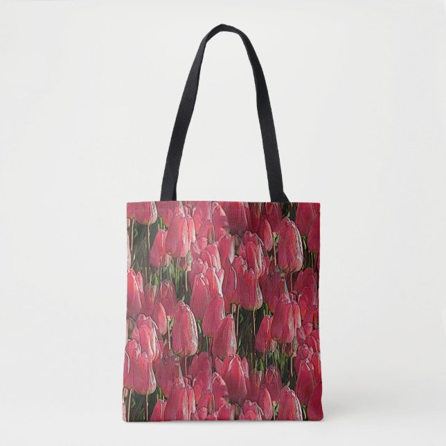Bolsa Tote Tulipas Rosa Floral (Frente)