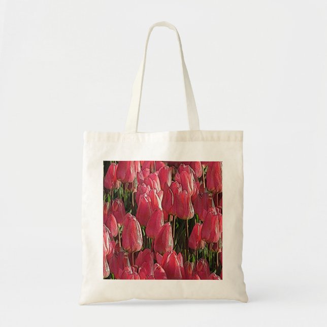 Bolsa Tote Tulipas Rosa Floral (Frente)