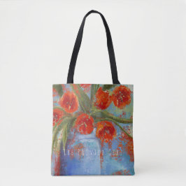 Bolsa Tote "Tulipas sacola floral vermelha no vaso azul"
