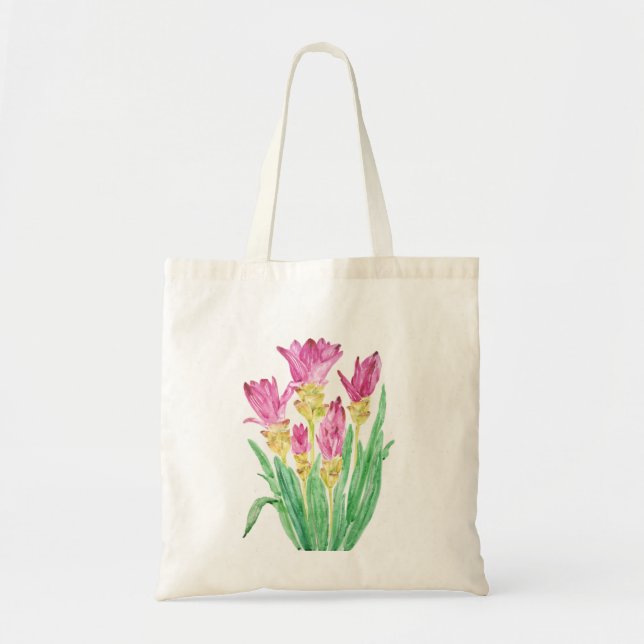 Bolsa Tote tulipas siam pintura aquosa (Frente)
