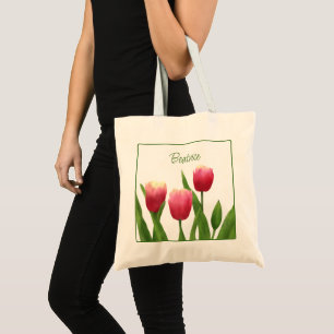 Bolsa Tote Tulipas Vermelhas com Greenery