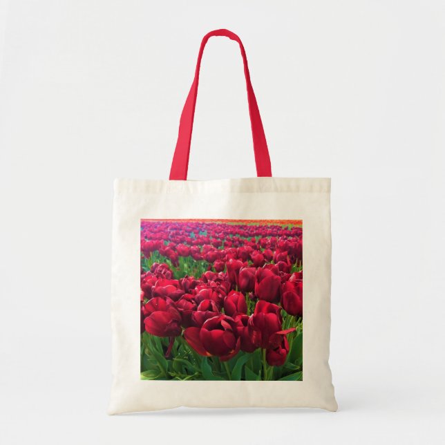 Bolsa Tote Tulipas Vermelhas em um Campo, Oregon (Frente)