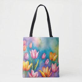 Bolsa Tote Tulipas vívidas design