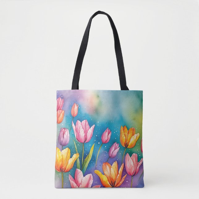 Bolsa Tote Tulipas vívidas design (Frente)