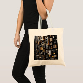 Bolsa Tote Túnel de Cubo Preto Futurista Infinito