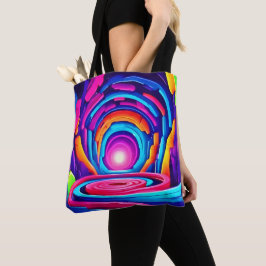 Bolsa Tote Túnel geométrico de Neon Art, Design