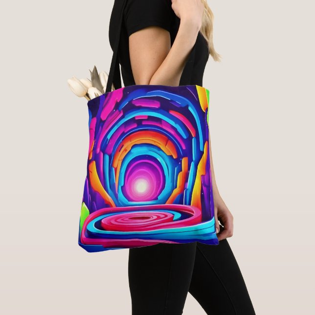 Bolsa Tote Túnel geométrico de Neon Art, Design (Close Up)