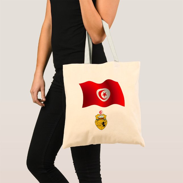 Bolsa Tote Tunísia Bandeira e Casaco de Armas Patriótica Tuni (Criador carregado)