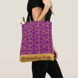 Bolsa Tote turbilhão Dourado e roxo com monograma de na moda