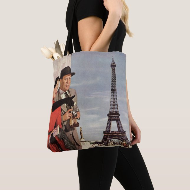 Bolsa Tote Turistas Antigos na Torre Eiffel, Férias em Paris (Close Up)