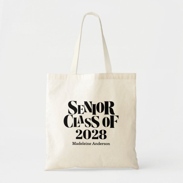 Bolsa Tote Turma de Formatura Senior Retro Preto e Branco  (Frente)