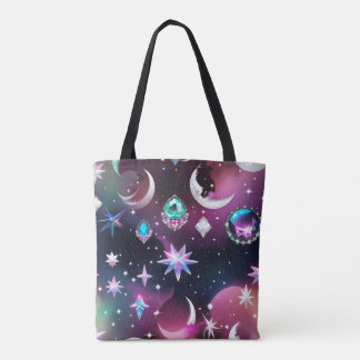 Bolsa Tote Turmalina Opala Vibrante Fases da Lua Celestial