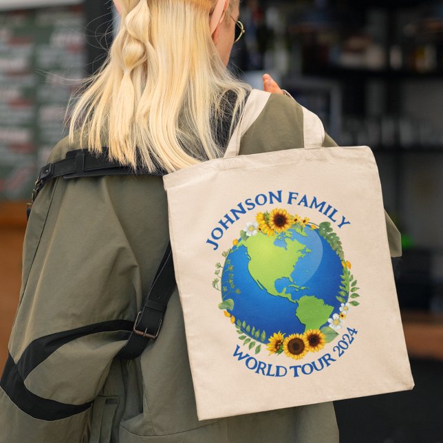 Bolsa Tote Turnê mundial personalizado pela Terra em Sunflowe (Criador carregado)
