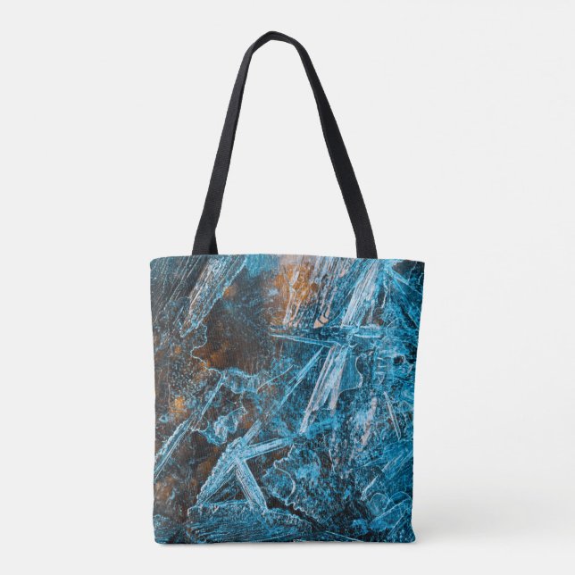 Bolsa Tote Turquesa Abstrato de gelo (Verso)