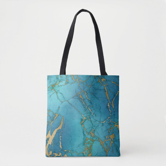 Bolsa Tote Turquesa Blue Marble Stone Trendy Modern (Frente)