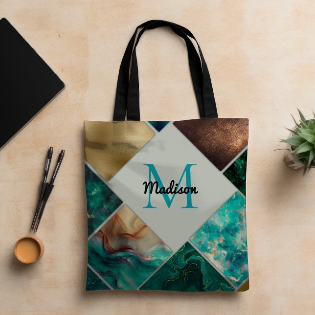 Bolsa Tote Turquesa de ouro brilhante Turquesa de ouro brilha (Criador carregado)