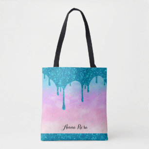 Bolsa Tote *~* Turquesa Derramamento da lente do Pastel Céu C