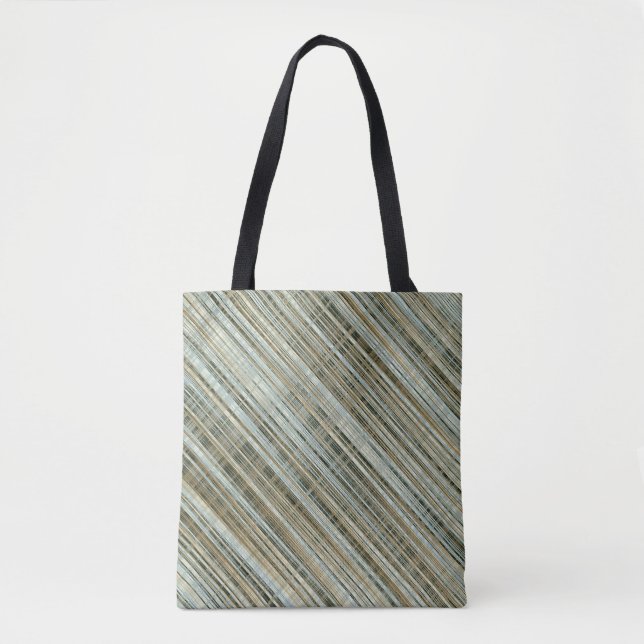 Bolsa Tote Turquesa e Dourado padrão riscado (Frente)