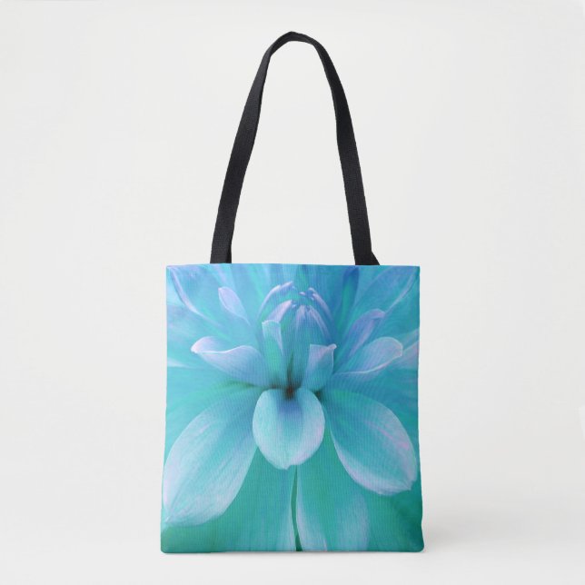 Bolsa Tote Turquesa e flor púrpura (Frente)