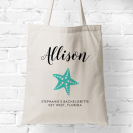 Bolsa Tote Turquesa Starfish Bridesmaid Tote Bag para Casamen