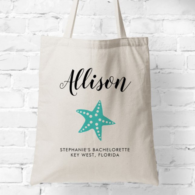 Bolsa Tote Turquesa Starfish Bridesmaid Tote Bag para Casamen (Criador carregado)
