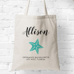 Bolsa Tote Turquesa Starfish Bridesmaid Tote Bag para Casamen<br><div class="desc">Encham esta mala adorável com os acessórios que as vossas raparigas precisam para a vossa solteira ou fim de semana de casamento!</div>