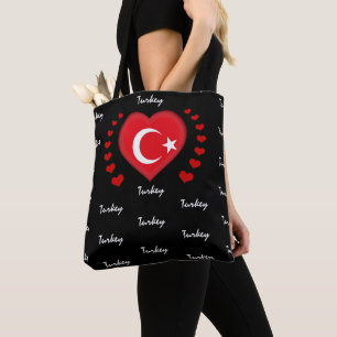 Bolsa Tote Turquia Flag & Heart, Turkish Flag/sport