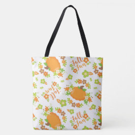 BOLSA TOTE TURQUIAS E FLORES DO OUTONO VERDE E LARANJA