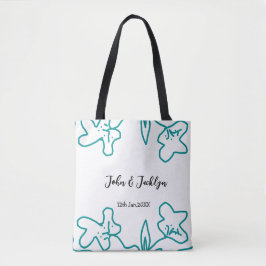 Bolsa Tote Turquoise blue wedding couple name date flstylish 