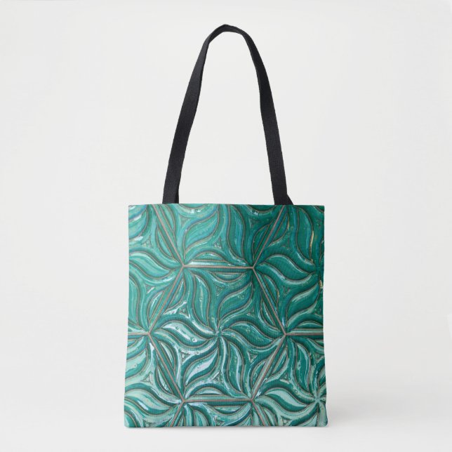Bolsa Tote Turquoise ceramic tile wall textureabstract,archit (Frente)