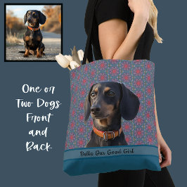 Bolsa Tote Turquoise Cute Photo Gift Dog Lover Mom Grandma 