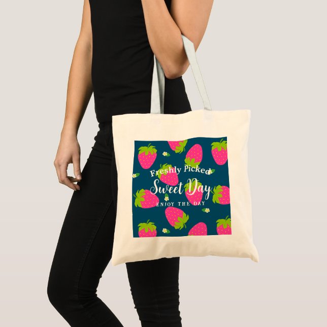 Bolsa Tote Turquoise de Morango Azul (Frente (produto))