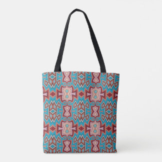 Bolsa Tote Turquoise Multi Tribal Inspired Shapes