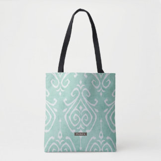 Bolsa Tote Turquoise Personalizada Ikat Pattern Bridesmaid