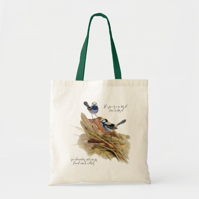 Bolsa Tote Turquoisine Superb Warbler, Soulmates (Frente)