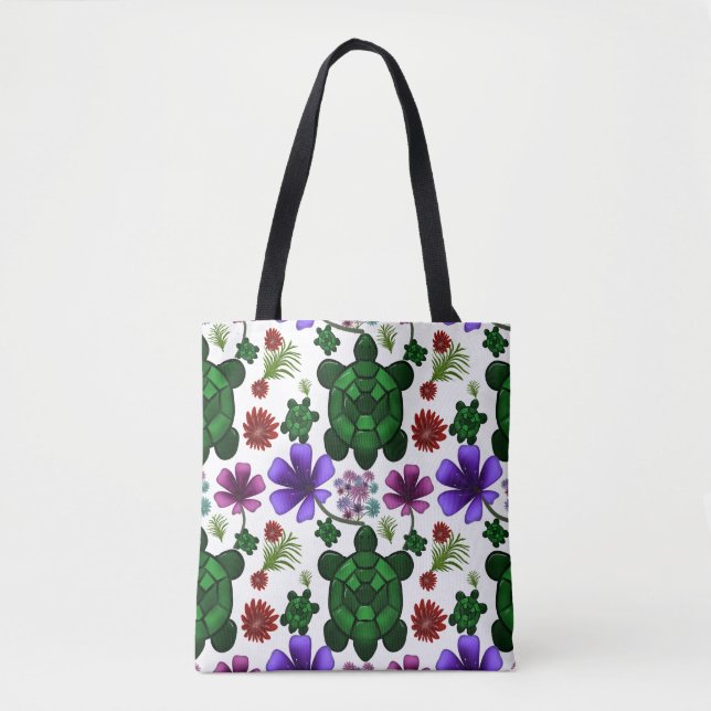 Bolsa Tote Turtle floral pattern  (Frente)