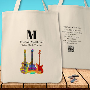 Bolsa Tote Tutor de Música de Guitarra Código QR Personalizad
