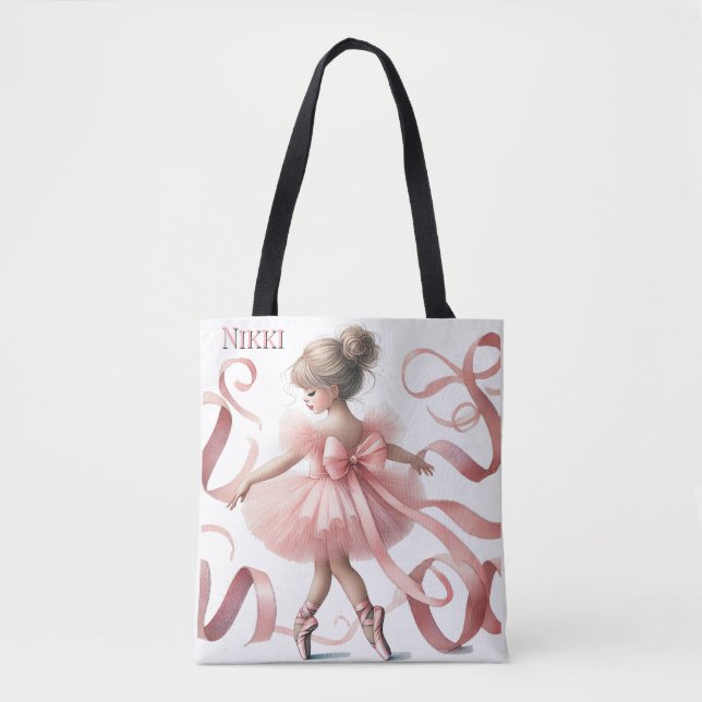 Bolsa Tote Tutu Cute | Festa de aniversário Ballerina Encanta (Frente)