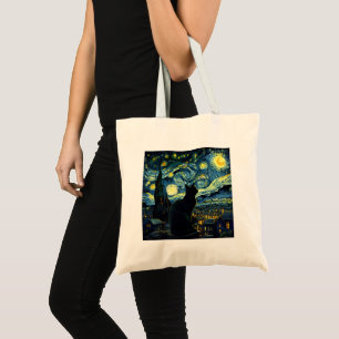 Bolsa Tote Tuxedo Cat Starry Night Tuxedo Proprietário de Cat
