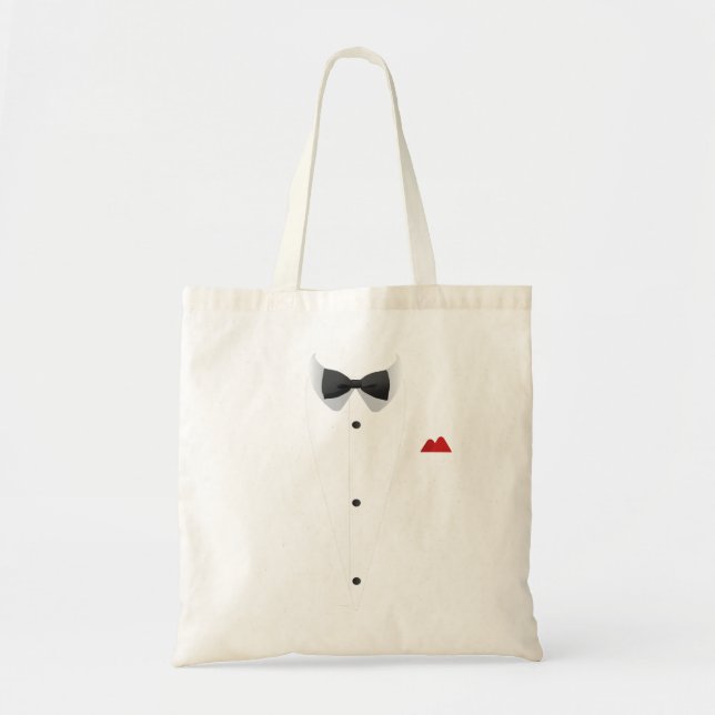 Bolsa Tote Tuxedo com Bowtie Para Casamentos (Frente)
