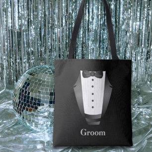 Bolsa Tote Tuxedo preto do Padrinho de casamento da Equipe de