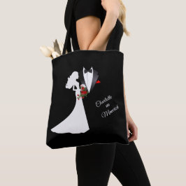 Bolsa Tote Tuxedo Suit & Bride Silhouette, Favor de Casamento