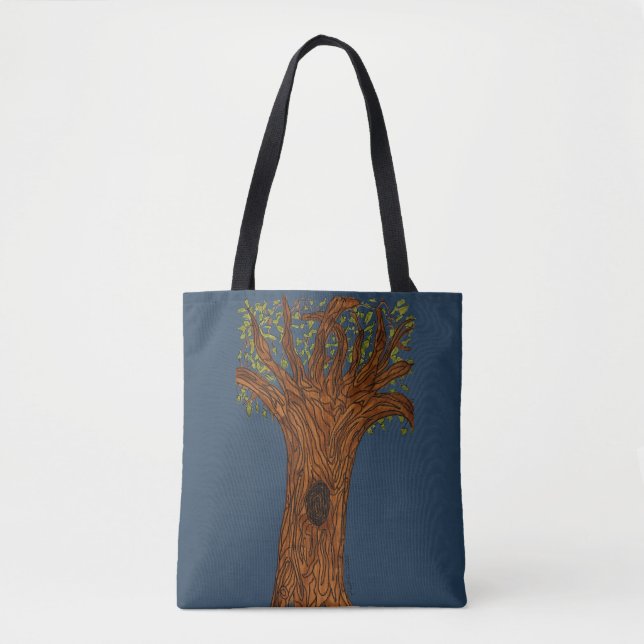 Bolsa Tote Twisted Tree with Blue Background (Frente)
